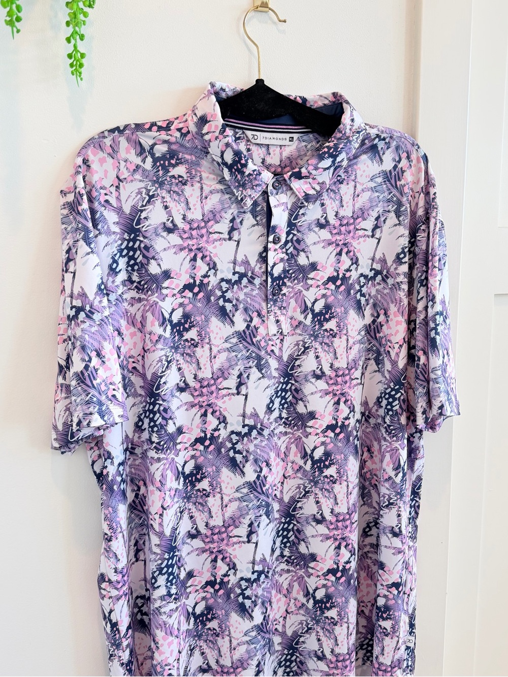 7 Diamonds Floral Print Lightweight Polo Golf Shirt Men’s Size XL - Picture 2 of 9